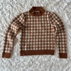 Heartloom Jodene sweater ginger Houndstooth turtle neck - Brown and cream - S